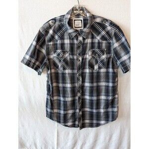 BKE Athletic Fit Plaid Button Up Short Sleeve Shirt Men's Size Large